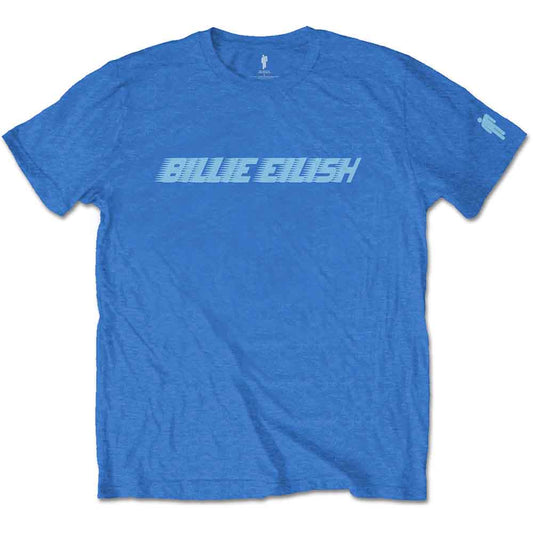 Billie Eilish T-Shirt Blue Racer Logo (Sleeve Print) 
