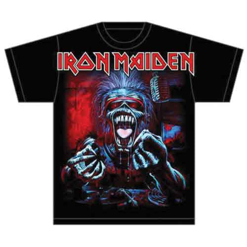 Iron Maiden T-Shirt Mic Red Blue Smoke Eddie
