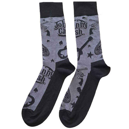 Johnny Cash Ankle Socks: Guitars 'n Guns (UK Size 7 - 11) - Ireland Vinyl