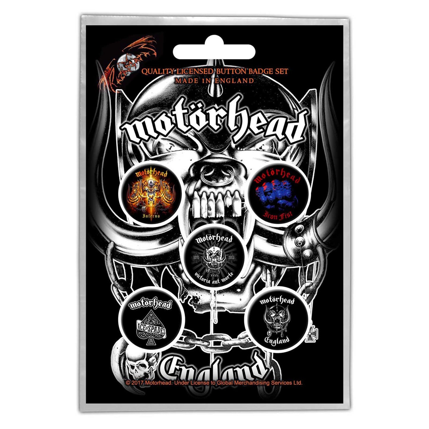 Motorhead Button Badge Pack: England - Ireland Vinyl