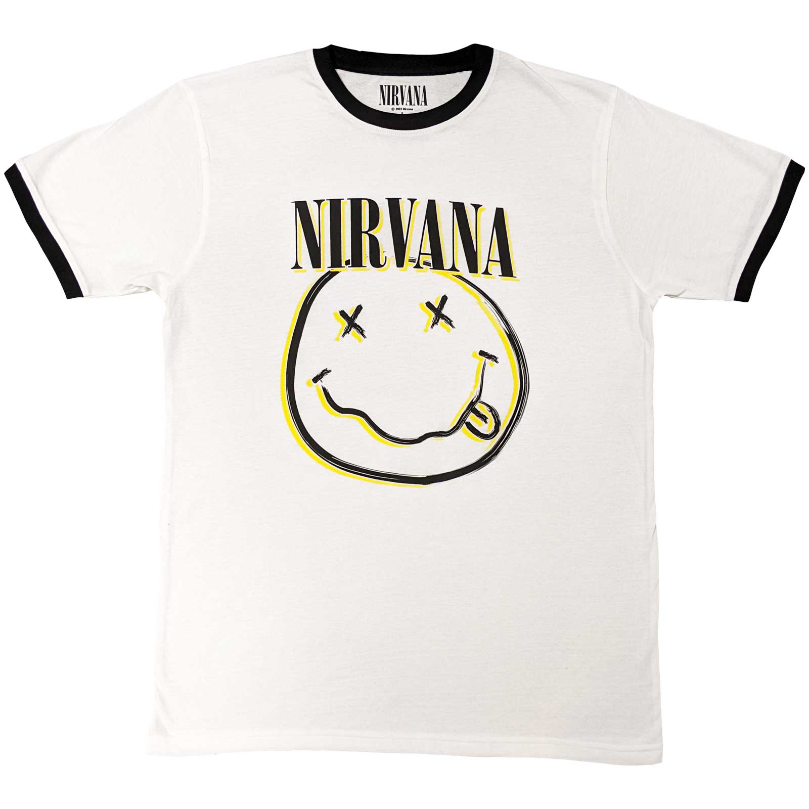 Nirvana Ringer T-Shirt Double Happy Face - Ireland Vinyl