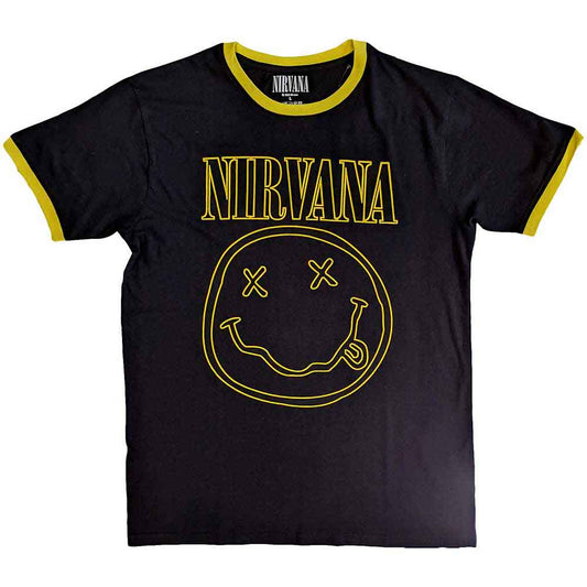 Nirvana Ringer T-Shirt Outline Happy Face