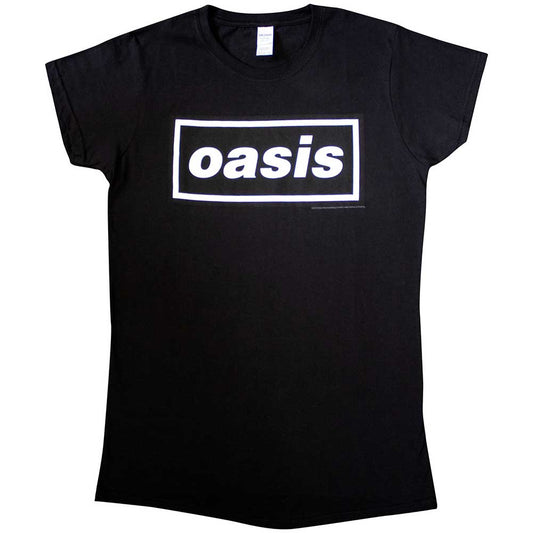 Oasis Damen T-Shirt Decca Logo (Schwarz)