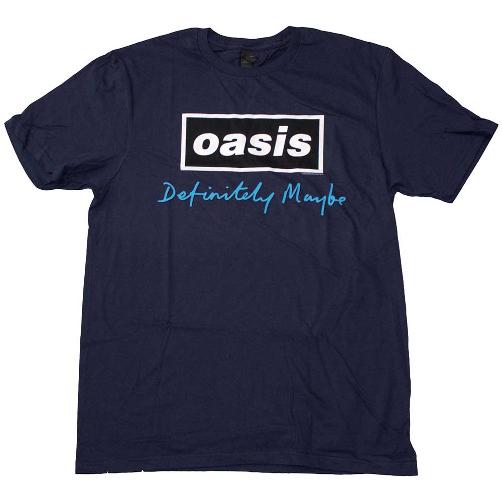 Oasis Navy Shirt Definitely Maybe Text Logo - Ireland Vinyl