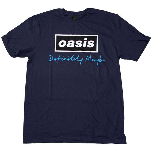 Oasis Navy Shirt Definitely Maybe Text Logo - Ireland Vinyl