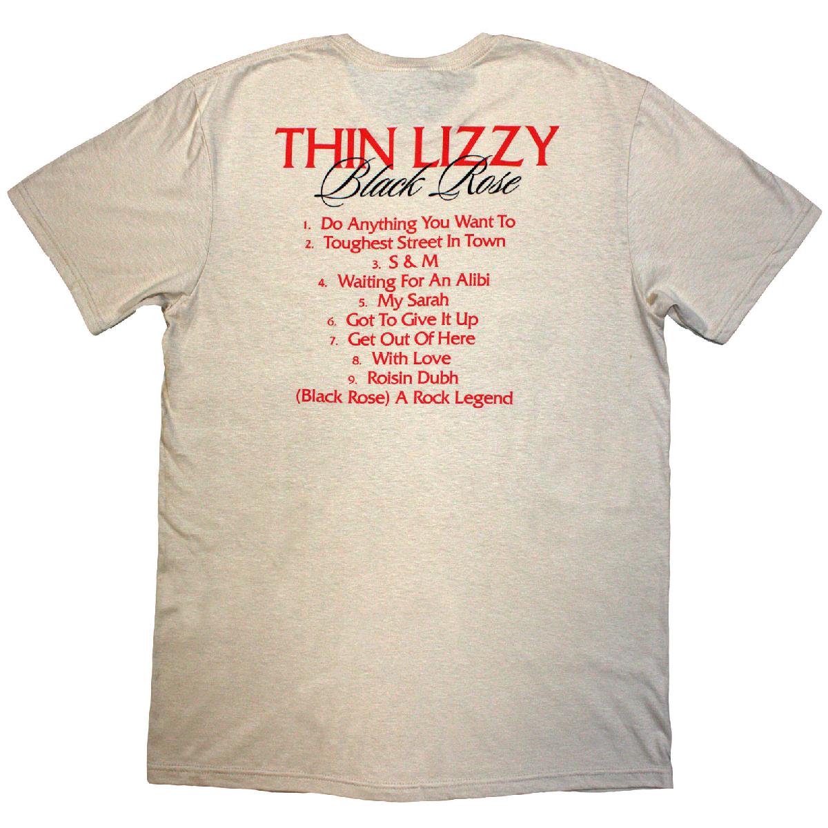 Thin Lizzy T-Shirt: Black Rose Tracklist (Back Print) - Ireland Vinyl