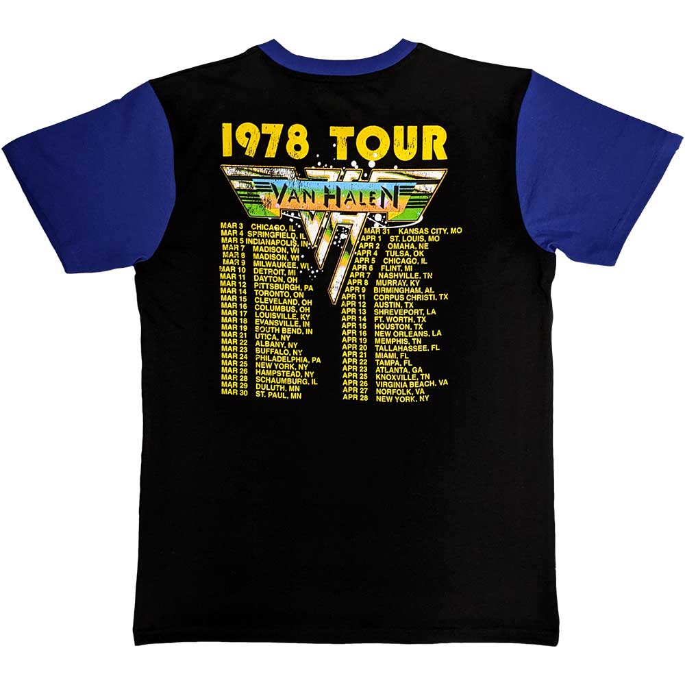 Van Halen Raglan T-Shirt 1978 Tour Dates (Back Print)