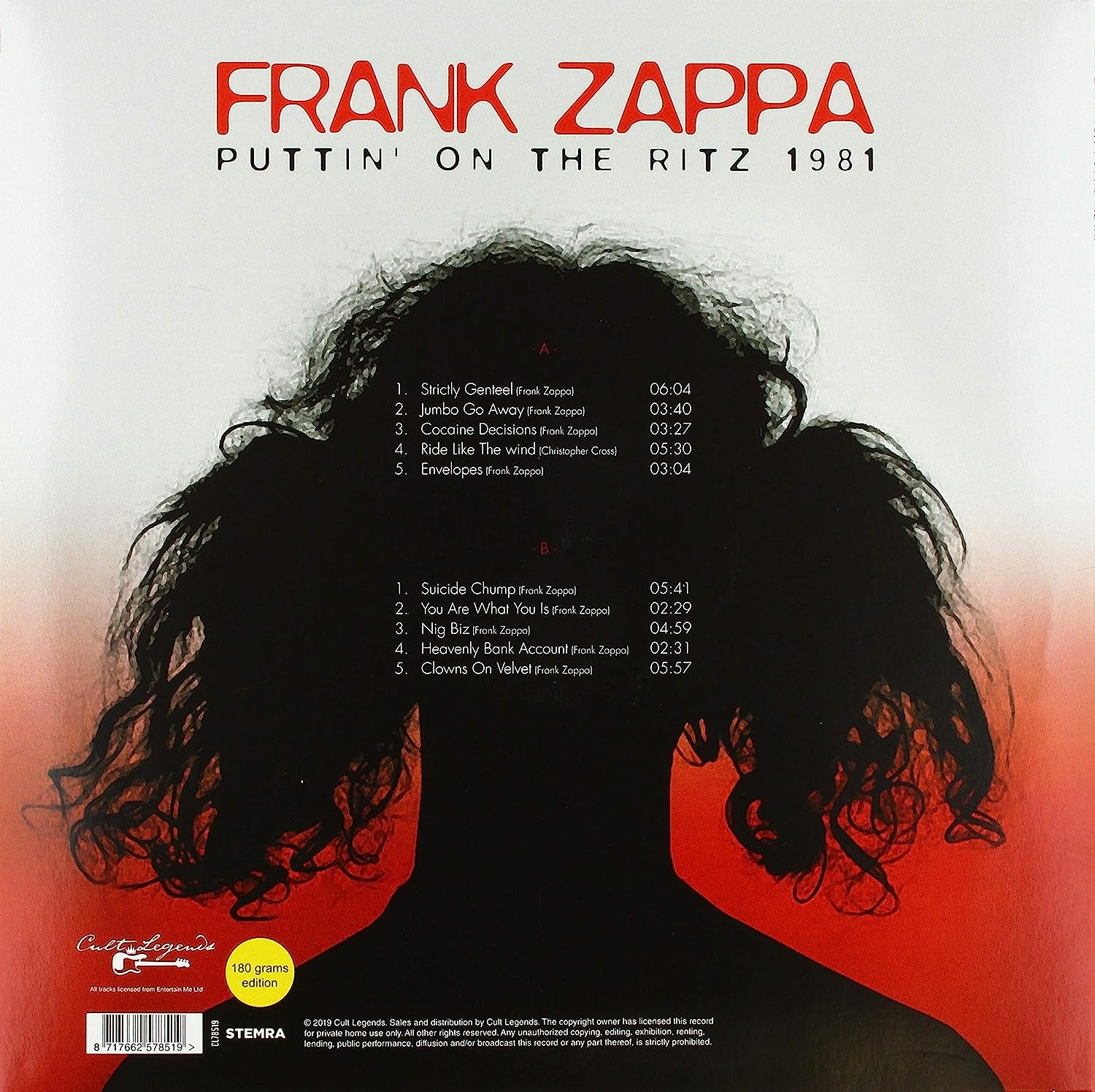 Frank Zappa Puttin On The Ritz 81 - Ireland Vinyl